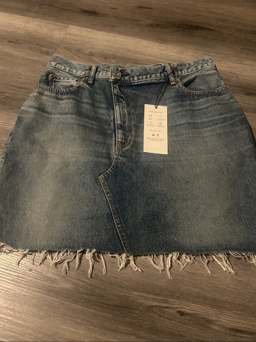 Moussy Distressed Denim Mini Skirt - Faded Blue
